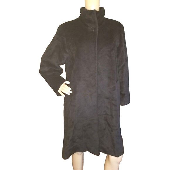 Cinzia Rocca Womens Baby Llama Wool Coat Mink Collar size 6 Bemberg Italy - Picture 2 of 13